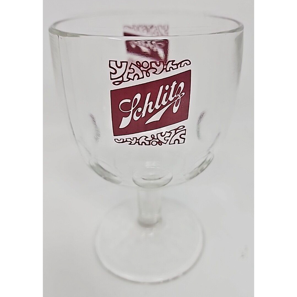 Vtg Schlitz Glass Beer‎ Goblet Thumbprint Streamed Dimples Carnival U272-5
